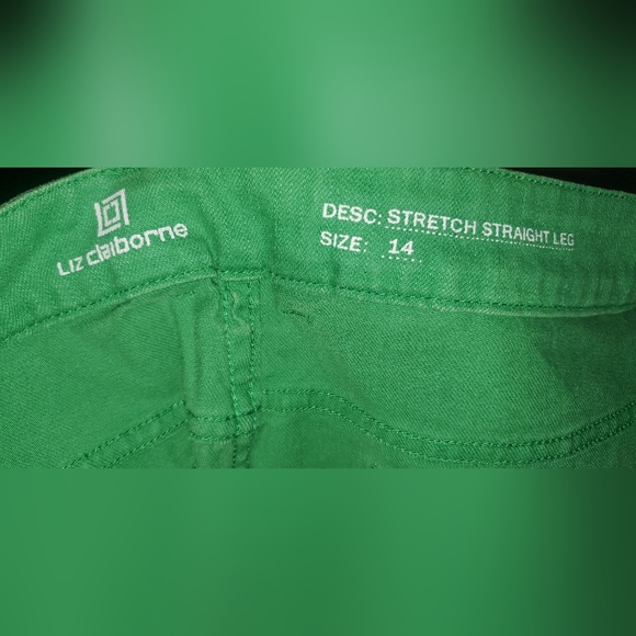 Liz Claiborne SZ 14 Green Stretch Straight Leg Jeans - Picture 2 of 4